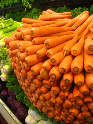 Carrots Display in Grocery Store